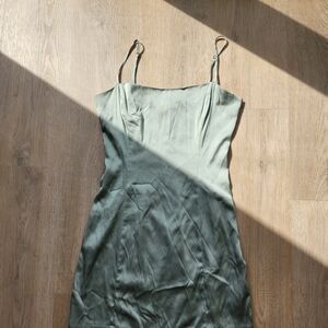 Sunday Best Sage Green Mini Slip Dress